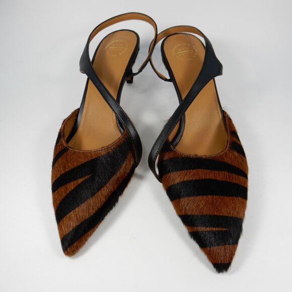 ATP ATELIER Riano Asymmetrical Slingback Pumps 40 10 Animal Calf Hair NEW $590 - Picture 2 of 16